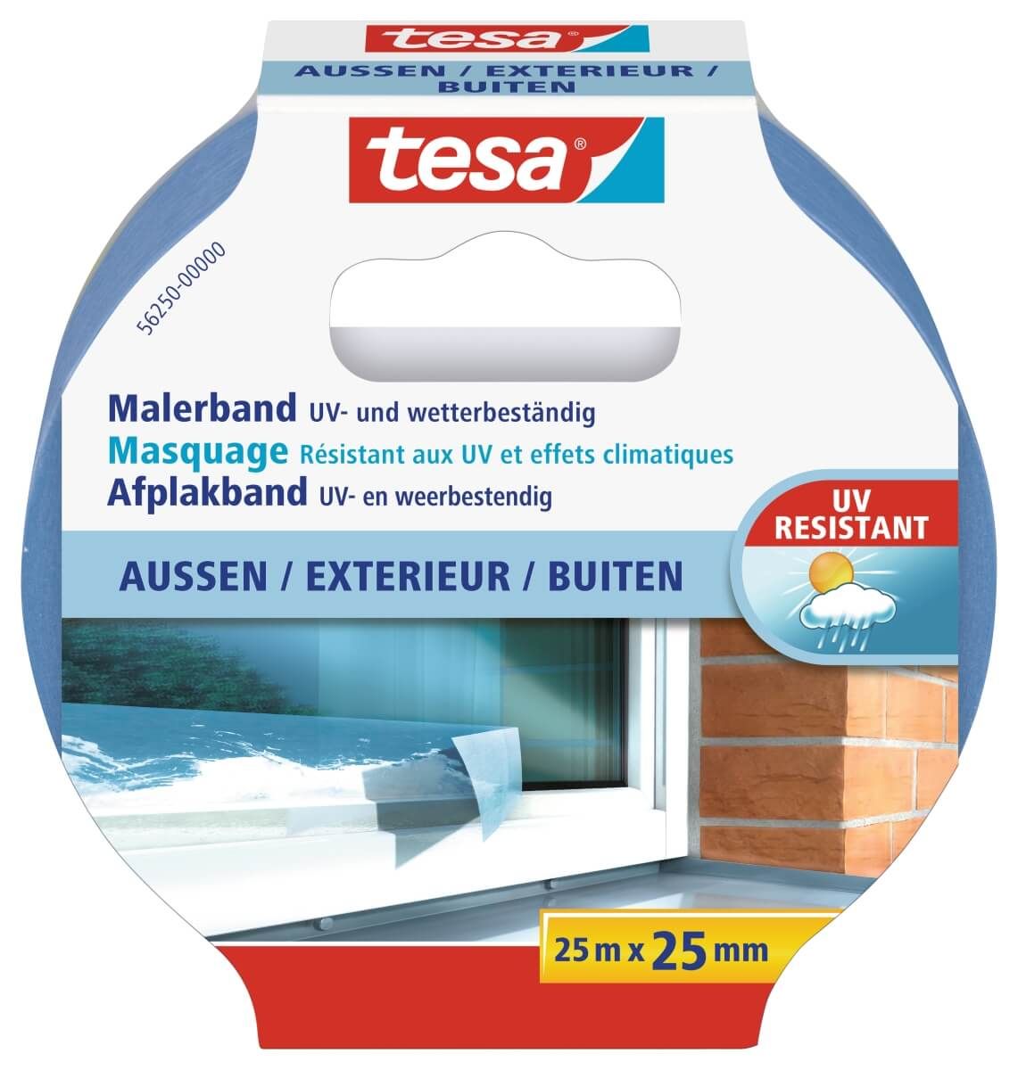 tesa Malerband Außen, 25m, in verschiedenen Breiten, tesakrepp, Malerkrepp Produktabbildung