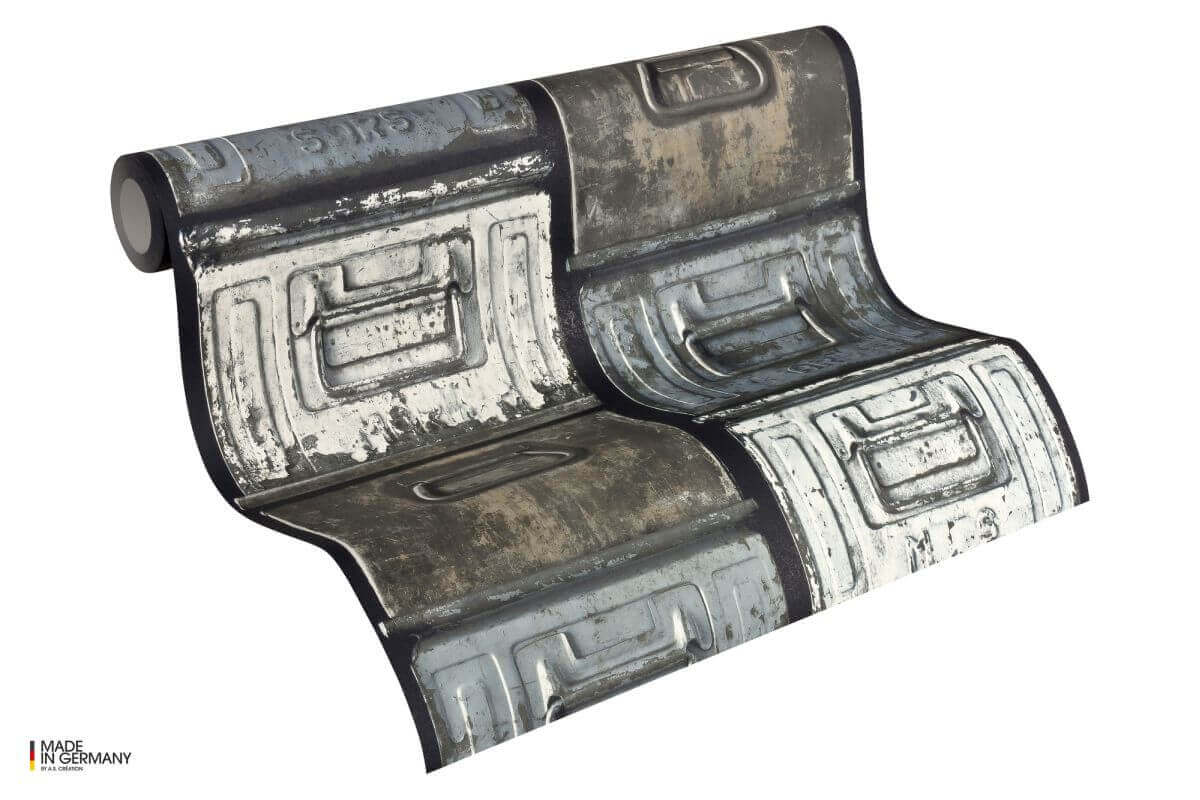 AS Creation Blau Vintage Kisten Vliestapete Authentic Walls 2 306751 Produktabbildung 2