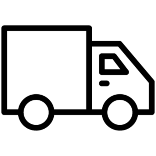 Ein schwarzes LKW-Symbol auf weißem Hintergrund