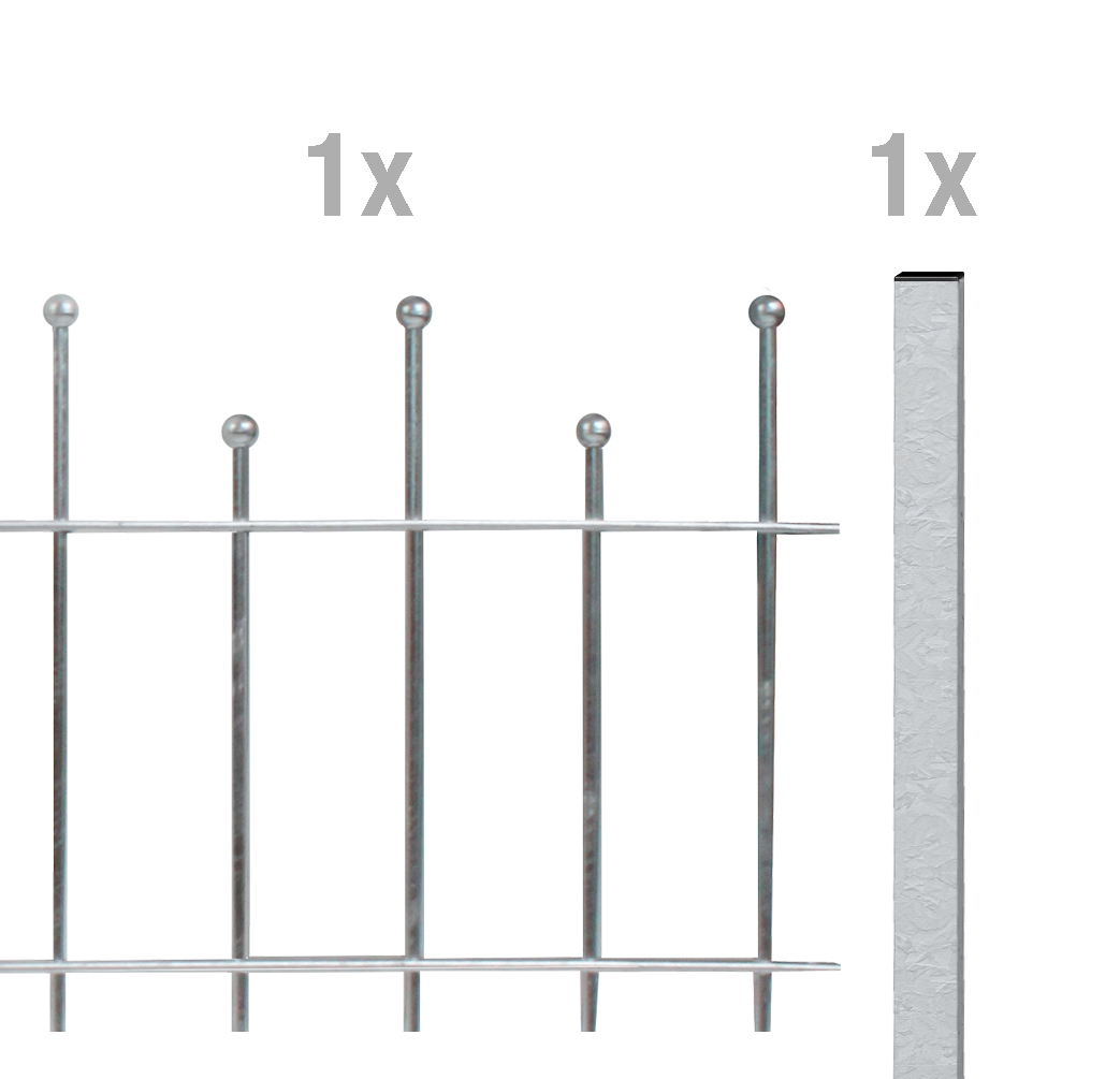 Alberts Zaun-Erweiterung Madrid, H: 495 mm L: 2 m, feuerverzinkt, zum Einbetonieren, Zaun-Set Produktabbildung 1