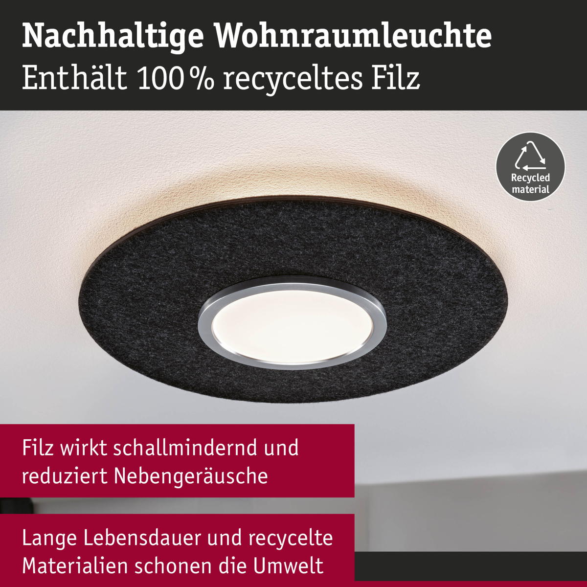 Paulmann LED Deckenleuchte Tulga in Anthrazit 32,5W 2000lm Produktabbildung 6
