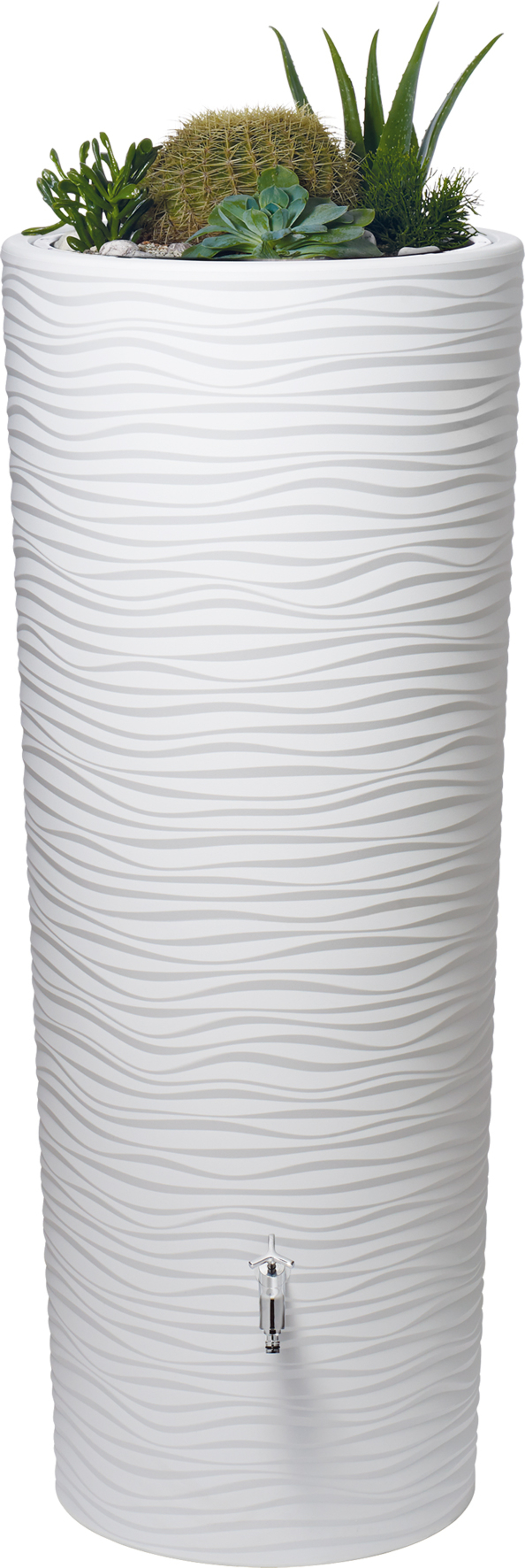 GARANTIA 2in1 Regenspeicher NATURA, 350 Liter, arctic , mit Pflanzschale, Regenwasserbehälter Produktabbildung