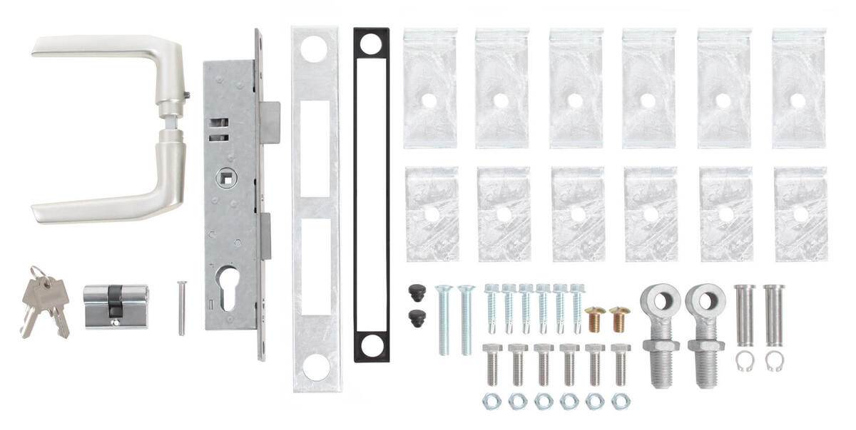 Alberts Zubehör-Set für Einzeltor Flexo, bis 120 cm Höhe, Gartentor-Zubehör, Feuerverzinkt Produktabbildung