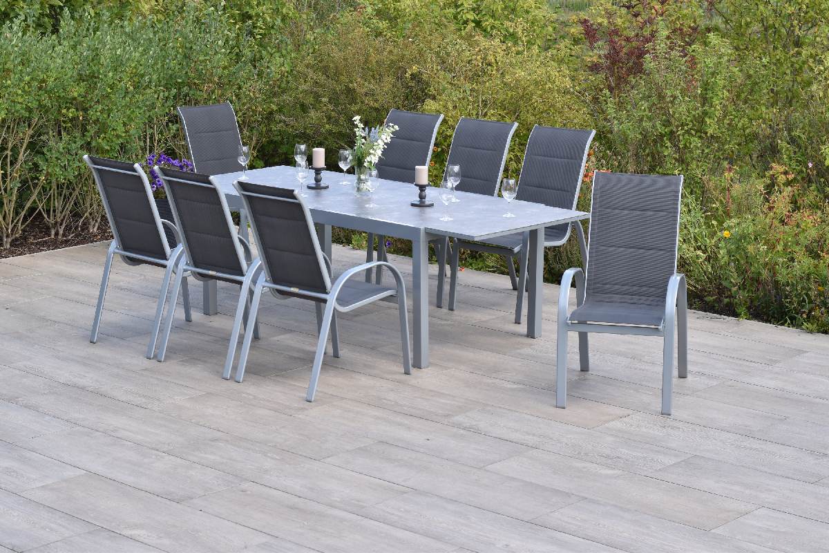 YOURSOL by Merxx Gartenmöbel Set Amalfi di Lusso 8 Personen Semi Ausziehtisch 180-250 cm Steinoptik Produktabbildung 7