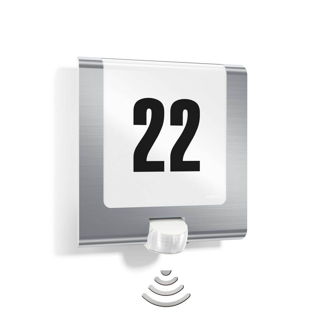 Steinel Hausnummernleuchte L 220 S LED Edelstahl, 9,3 W LED Außenleuchte, 180° Bewegungsmelder Produktabbildung 1