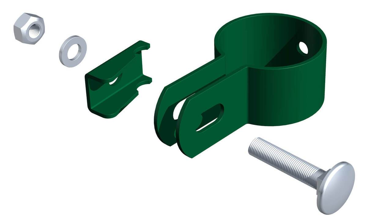 Alberts Endschelle in Grün, Schelle für Pfosten 34 mm Durchmesser, verzinkt, kunststoffbeschichtet Produktabbildung 1