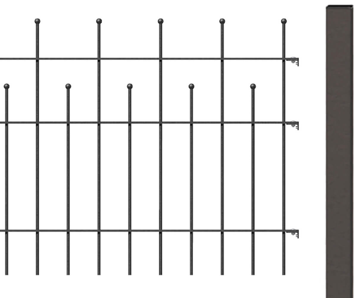 Alberts Zaun-Grund-Set Madrid, H: 495mm L: 10 m, Anthrazit-Metallic, zum Aufschrauben, Stahl-Zaun-Set Produktabbildung 2