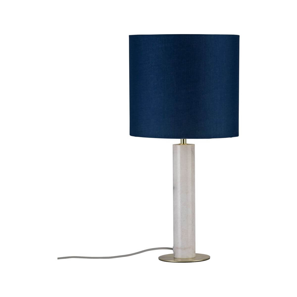 Paulmann Tischleuchte Olar 1-flammig mit Stoffschirm Blau-Marmor weiß-Messing Produktabbildung 1