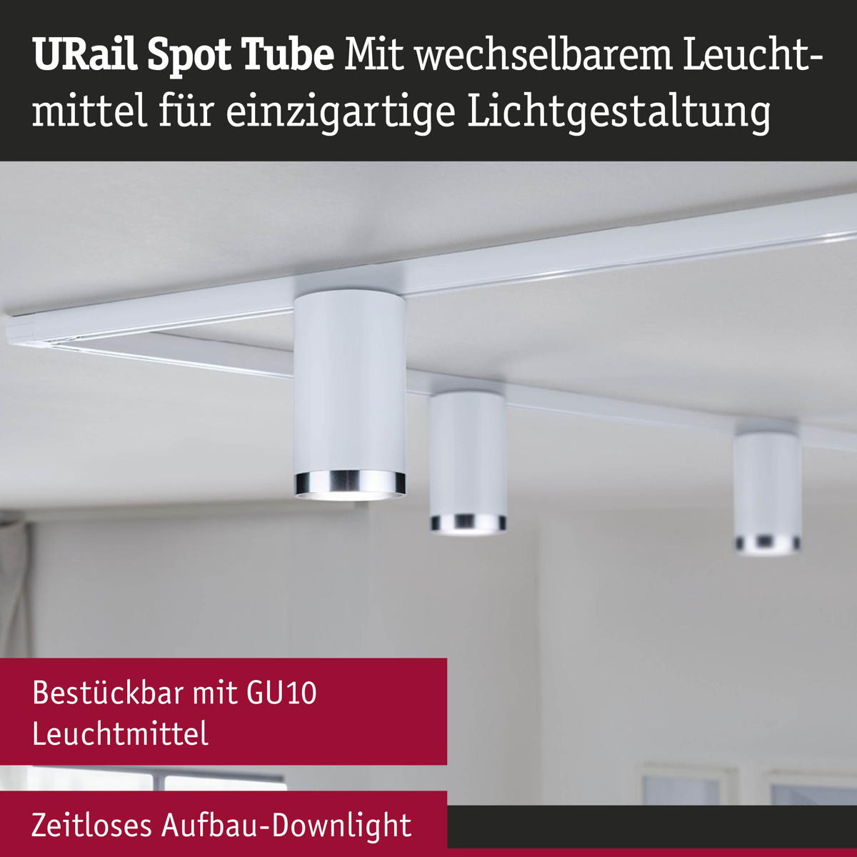 Paulmann URail Spot Tube in Signalweiß GU10 Produktabbildung 8