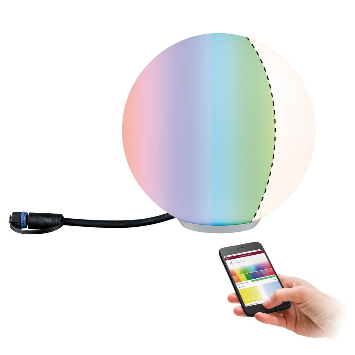 Paulmann Outdoor Plug & Shine Lichtobjekt Globe, 2,8 W = 15 W, 110 lm, IP65, RGBW, 24 V, Zigbee Produktabbildung