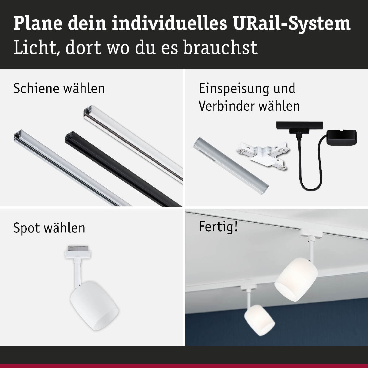 Paulmann URail Spot Blossom, Schienensystem Deckenleuchte G9, Metall Glas, Signalweiß, Leuchte Satin Produktabbildung 8
