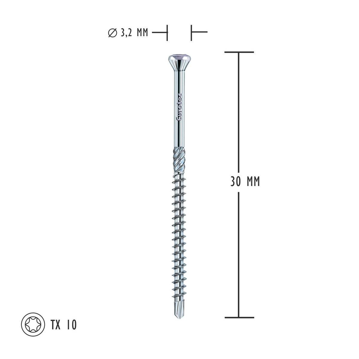 siwitec 500 Stück Glasleistenschrauben, TORX, TX10, Ø 3,2 mm, Blau verzinkt, 3,2 x 30 mm - TX10 Produktabbildung 2