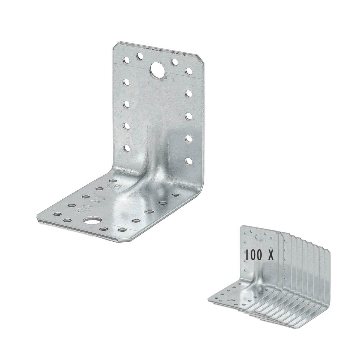 siwitec Winkelverbinder mit Sicke, 105 x 105 x 90 mm, 50 Stück, Winkel sendzimirverzinkt mit CE-Kennzeichnung Produktabbildung