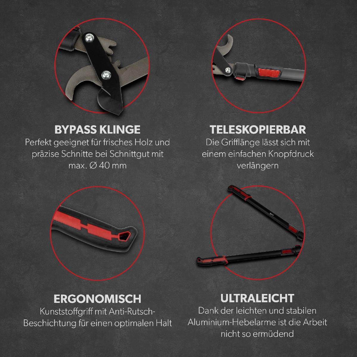 B-Ware siwitec Bypass Getriebe Astscheren für frisches Holz, Baumschere, teleskopisch Produktabbildung 5