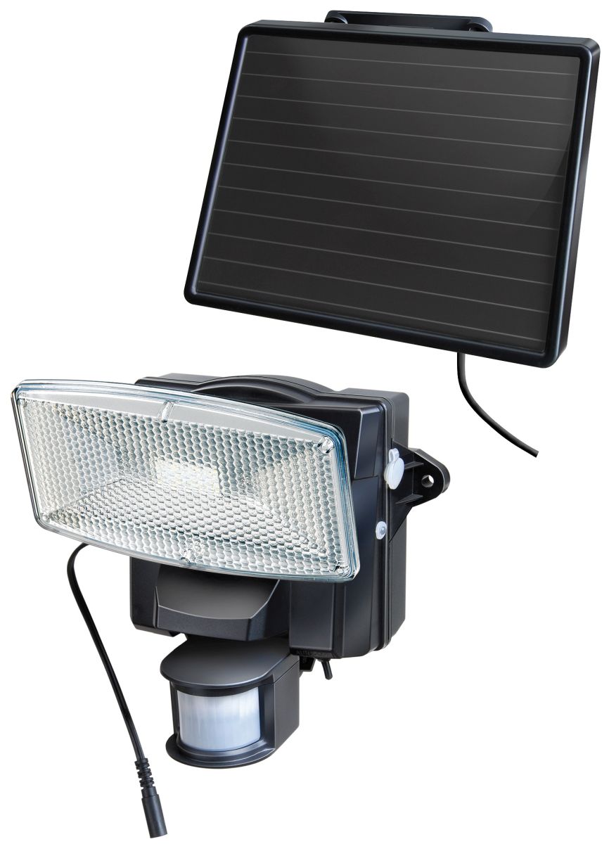 Brennenstuhl Solar LED-Strahler SOL 80 plus IP44 mit Infrarot-Bewegungsmelder 8xLED 0,5W 350lm Kabellänge 4,75m Farbe Schwarz Produktabbildung 1
