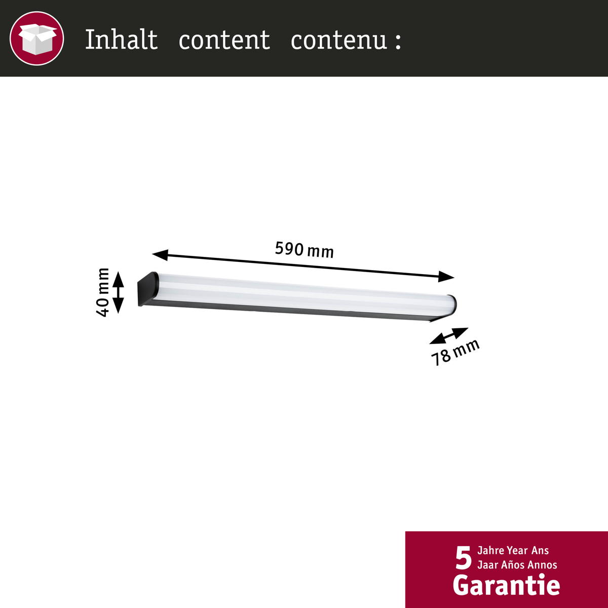 Paulmann LED Wandleuchte Arneb in Schwarz 12,5W 1000lm IP44 Produktabbildung 7