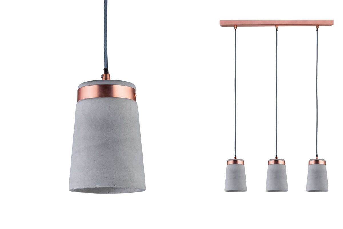 Paulmann Pendelleuchte Neordic Stig | 3-flammige Hängeleuchte | Kupfer Beton | E27 Fassung | Dimmbar Produktabbildung 2