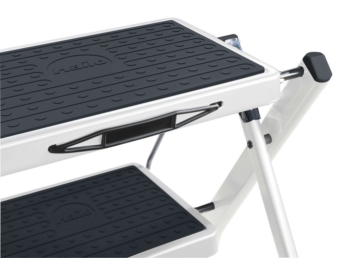 Hailo MK60 Mini Stahl-Klapptritt Standardline mit 2 Stufen in weiss, Klappsicherung & Anti-Rutsch Produktabbildung 5