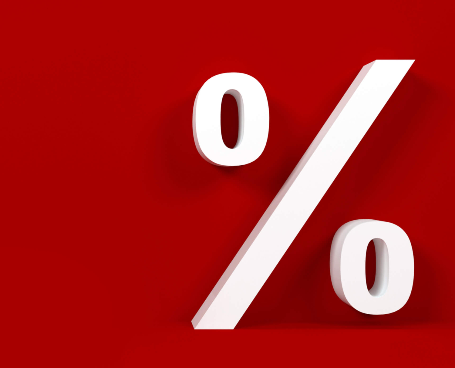 Weißes Prozentzeichen auf rotem Hintergrund