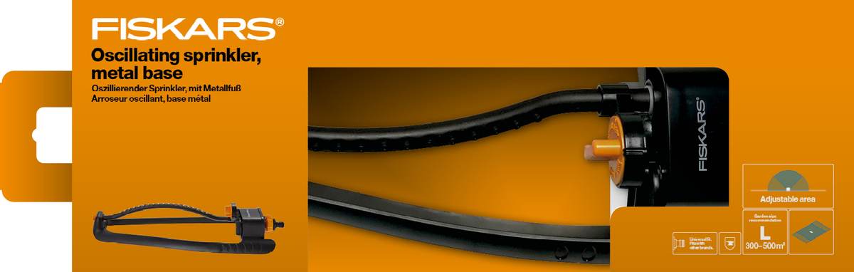 Fiskars Viereck-Sprinkler L, oszillierender Sprinkler für grosse Gärten bis 500 m², robuster Fuss Produktabbildung 4