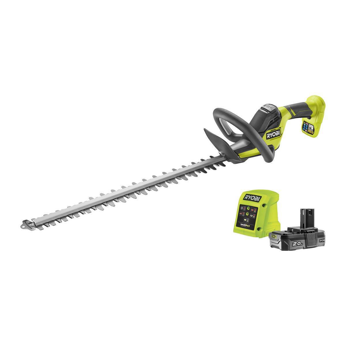 Ryobi Akku Heckenschere ONE+ 18 V, 55 cm Messerlänge, mit 2,0 Ah Akku und Ladegerät, RY18HT55A-120 Produktabbildung