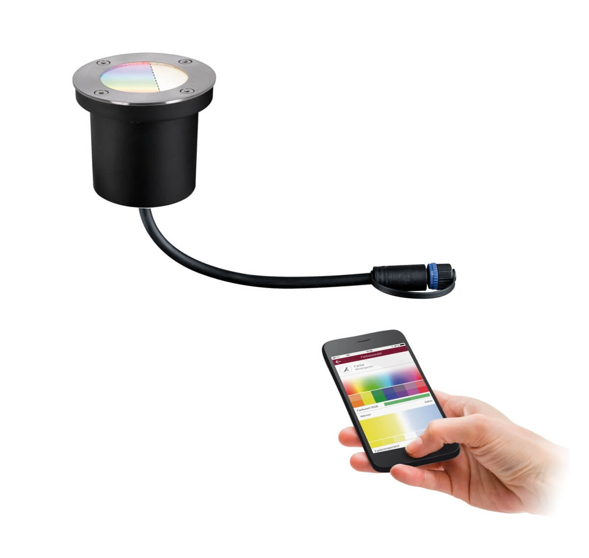 Paulmann Outdoor Plug & Shine Boden EBL, 3,6 W = 30 W, 200 lm, IP65, RGBW, 24 V, Zigbee Produktabbildung