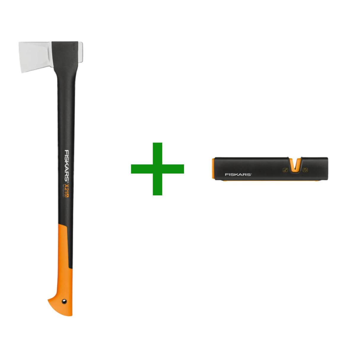 Fiskars-Set Spaltaxt X21-L mit Axtschärfer | Große Axt inkl Xsharp Produktabbildung 1