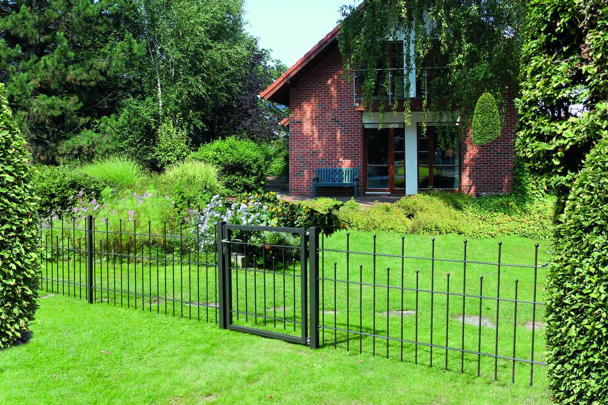 Alberts Zaun-Grund-Set Madrid, H: 495mm L: 10 m, Anthrazit-Metallic, zum Aufschrauben, Stahl-Zaun-Set Produktabbildung 3