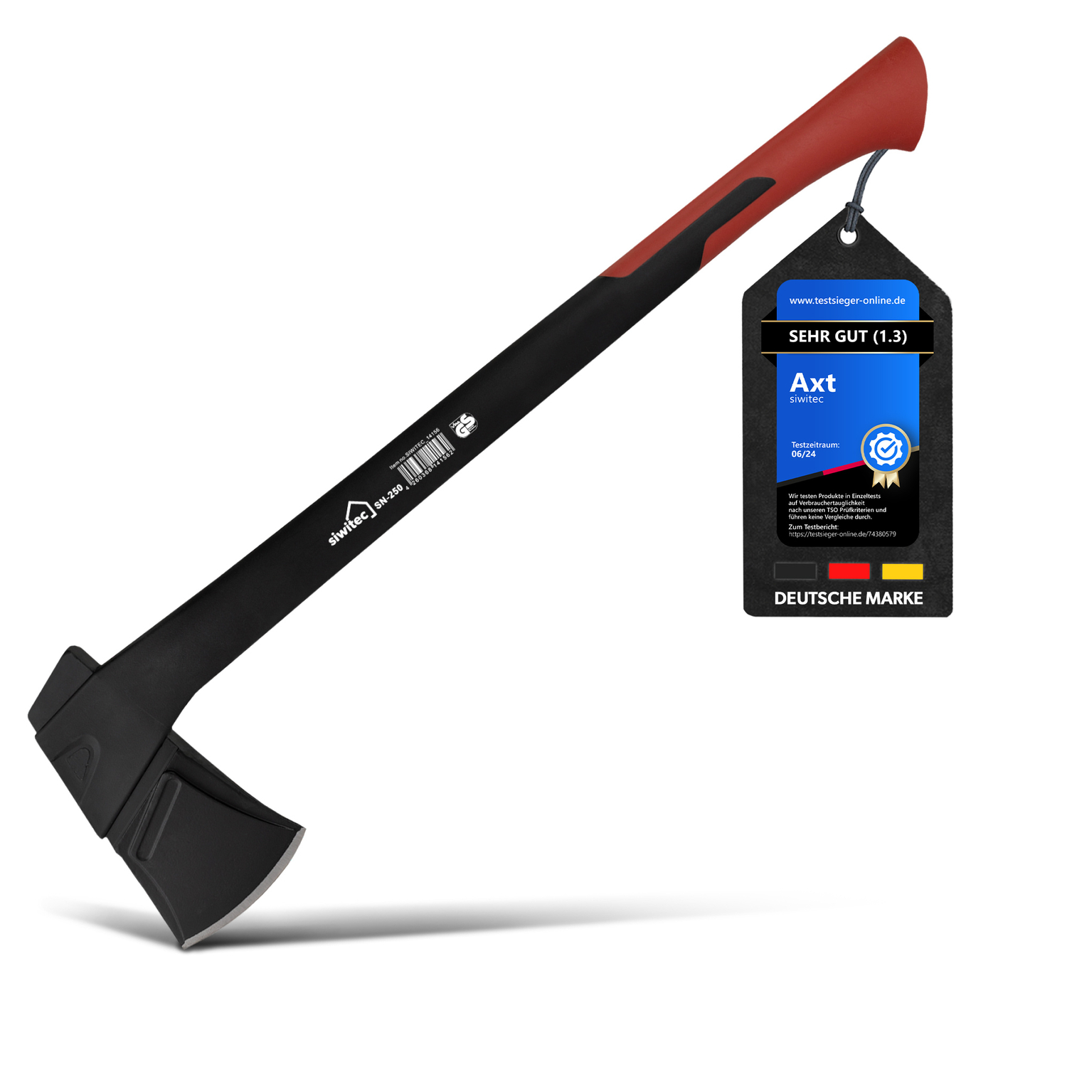 B-Ware siwitec Axt, glasfaserverstärkter Kunststoff-Stiel, Länge 78 cm, Kopfgewicht 2000 g, Spaltaxt Produktabbildung