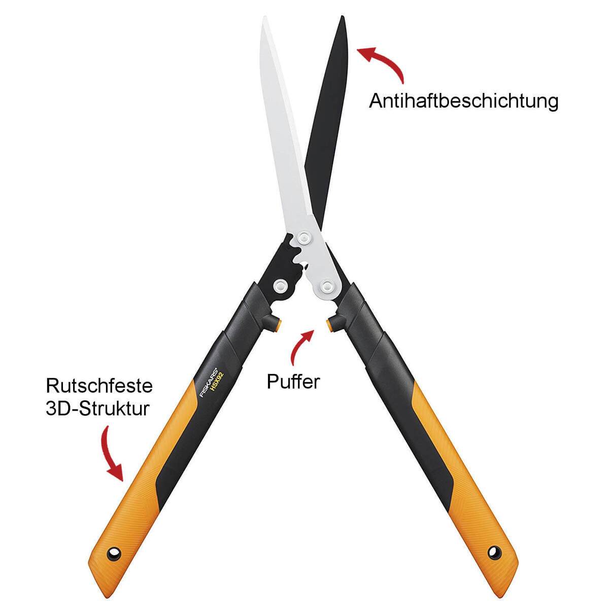 Fiskars PowerGear X Getriebe-Heckenschere | Antihaftbeschichtet | HSX92 | Produktabbildung 2