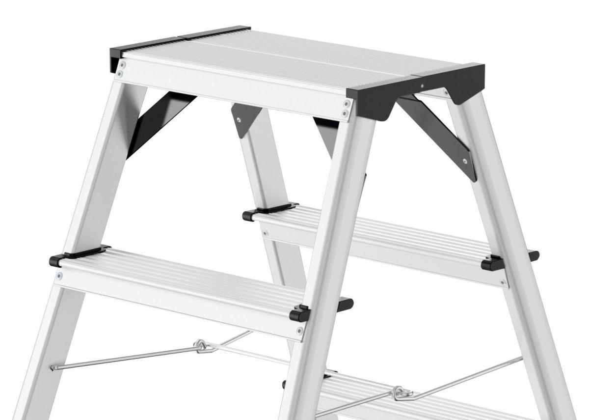 Hailo D60 StandardLine Alu-Sicherheits-Doppelstufenleiter | 5-7 Stufen Produktabbildung 4