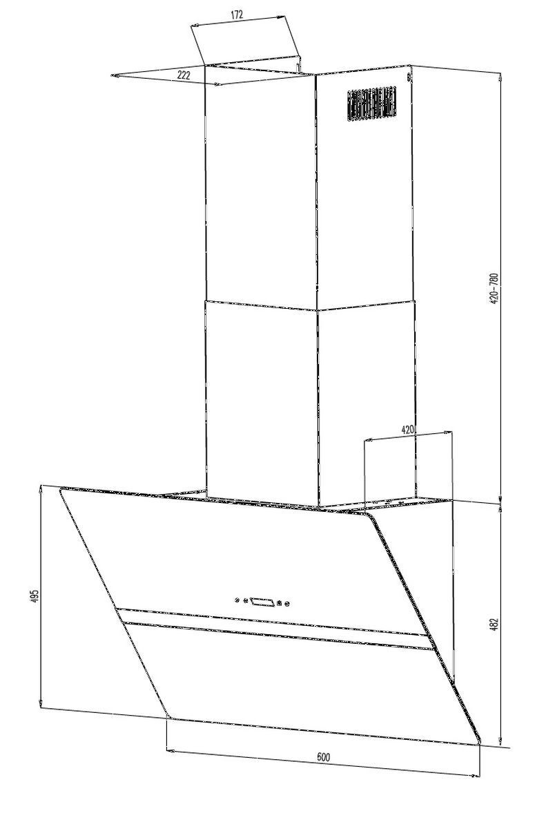Wolkenstein Schräghaube mit Automatiköffnung W S4-60A++WTZ, Abluft- und Umluftbetrieb, EEK = A++, 60 cm Produktabbildung 2