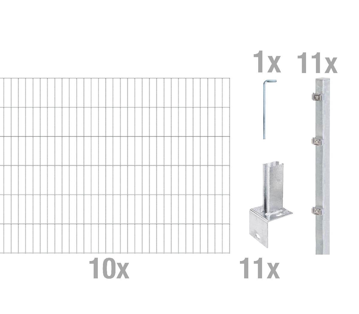 Alberts Komplettset Doppelstabmattenzaun Fvz L-Pfostenträger, 2m Matten, Höhe 80-120 cm Länge 4-30 m Produktabbildung