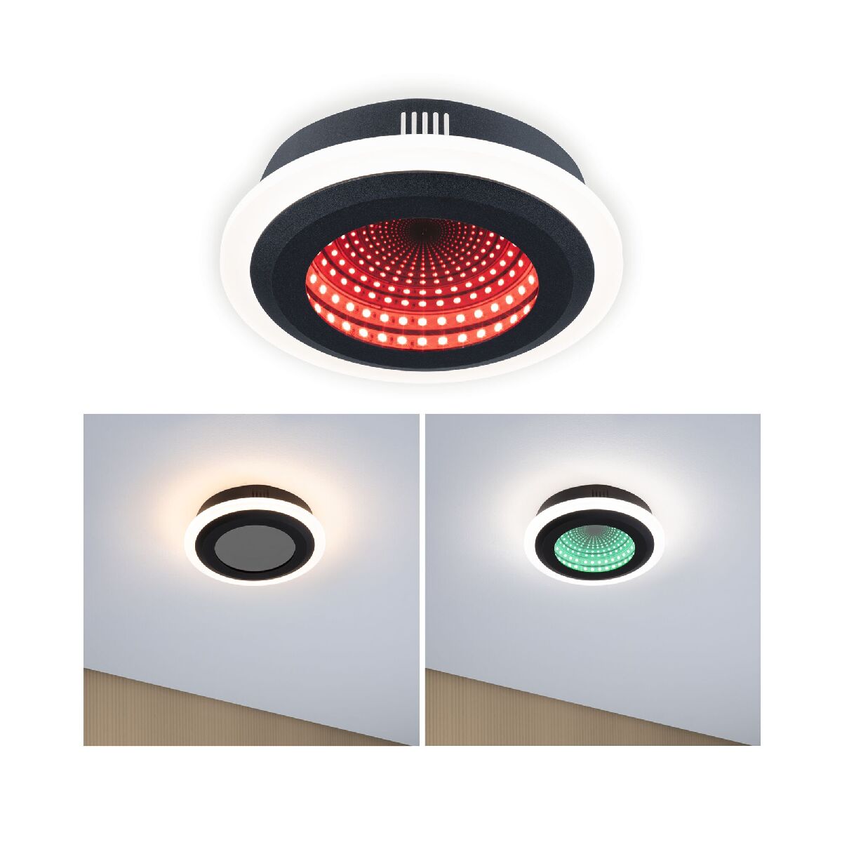 LED Deckenleuchte dimmen 1200lm klassische Leuchte & Gaming Zimmer, Schwarz matt Produktabbildung