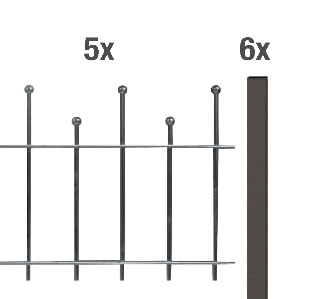 Alberts Zaun-Grund-Set Madrid, H: 495mm L: 10 m, Anthrazit-Metallic, zum Aufschrauben, Stahl-Zaun-Set Produktabbildung 1