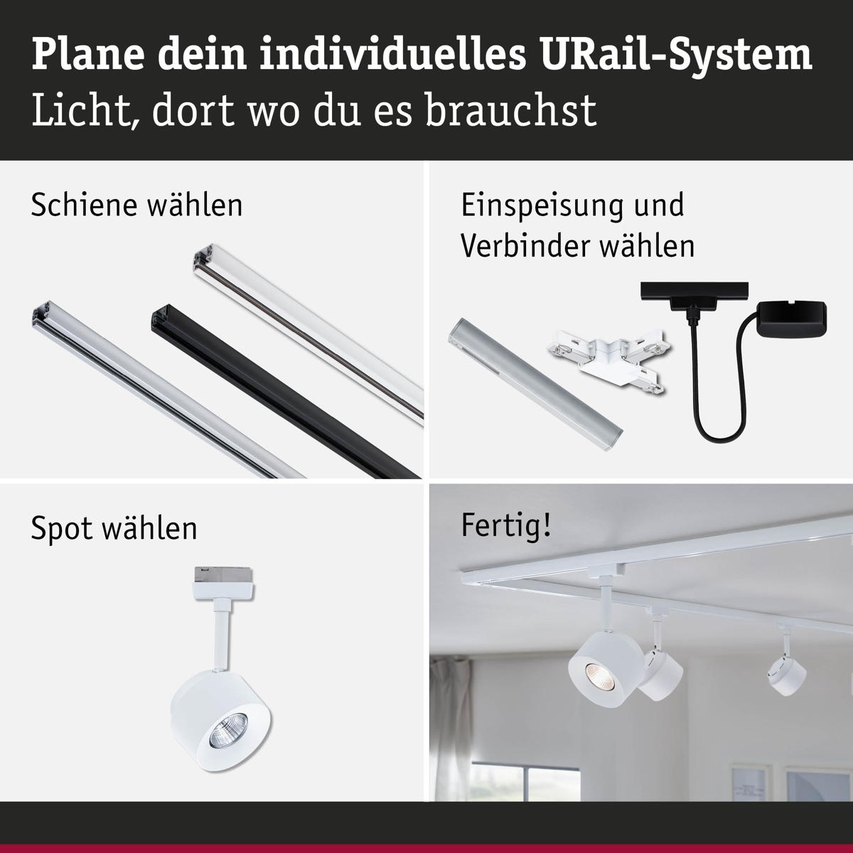 Paulmann URail LED Spot Pane in Signalweiß 7,4W 680lm Produktabbildung 11