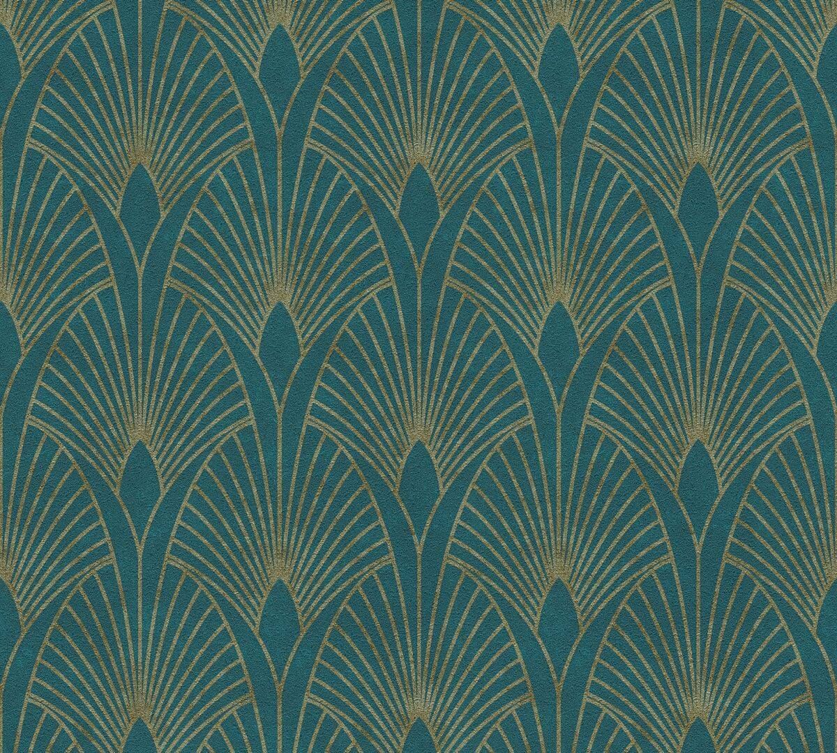 AS Creation Tapete | Geometrisches Muster Metallic Blau Grün | New Walls Produktabbildung 1