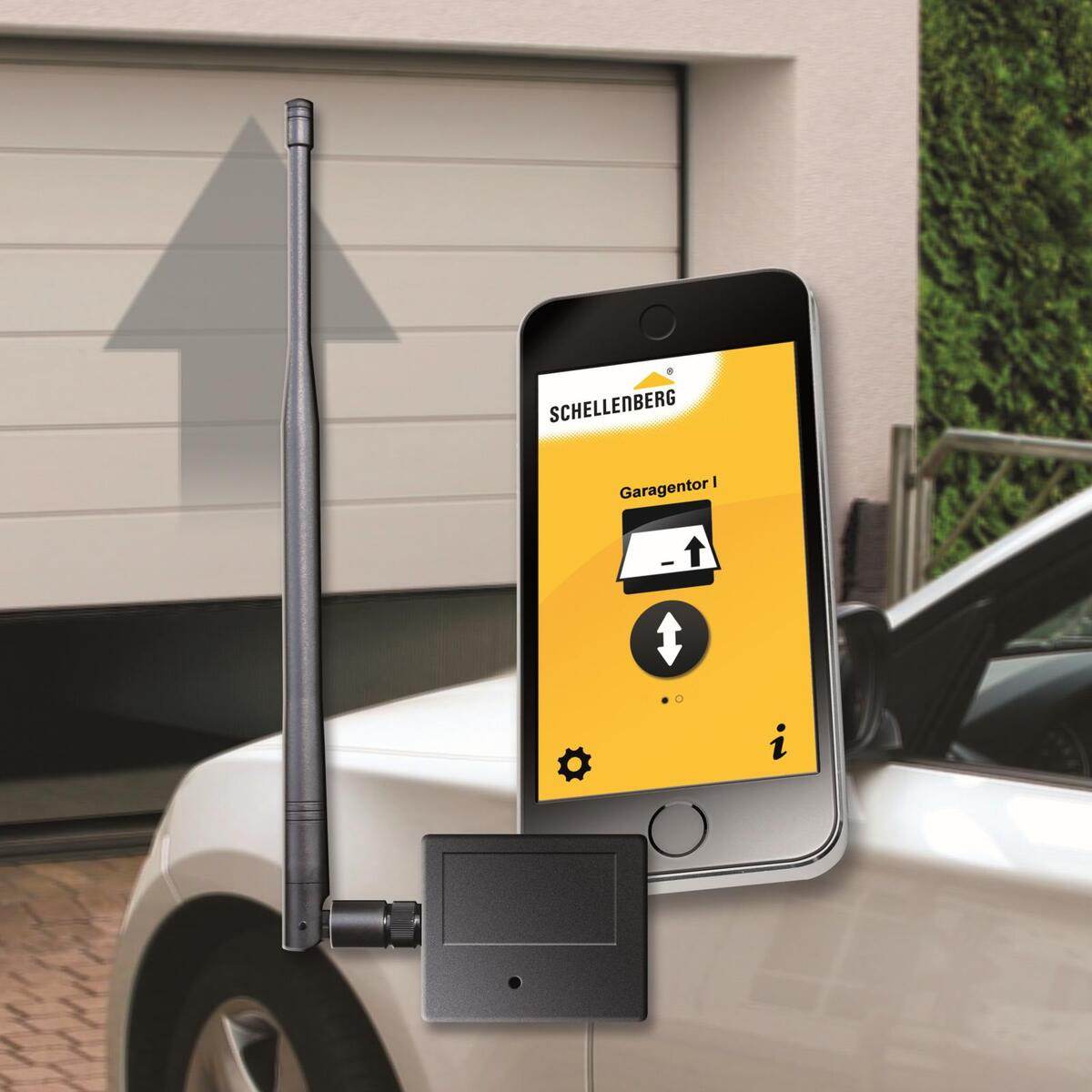 Schellenberg Universal Smartphone Garagentoröffner Handsender: Bluetooth-Empfänger & kostenlose Fernbedienung-App Produktabbildung 1