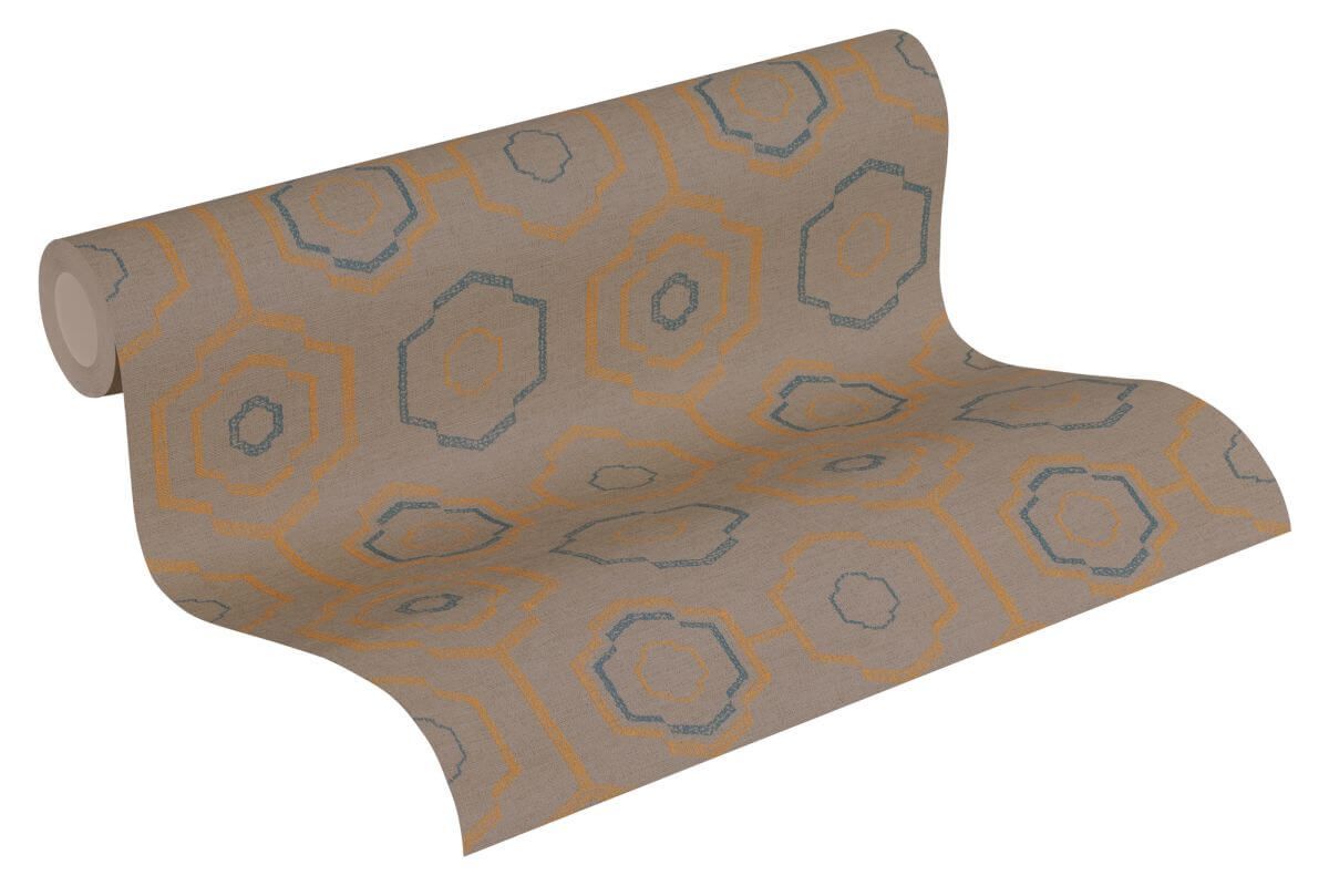 AS Creation Tapete | Geometrisches Muster Orange Blau Braun | Ethnic Origin Produktabbildung 2