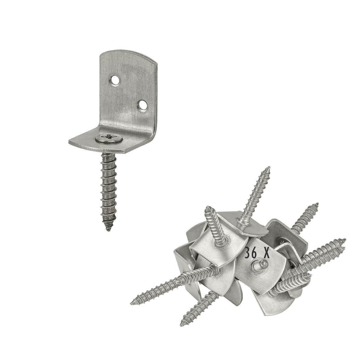 siwitec Flechtzaunbeschläge in zwei Ausführungen, L-Form, 32 x 30 x 38 mm Produktabbildung