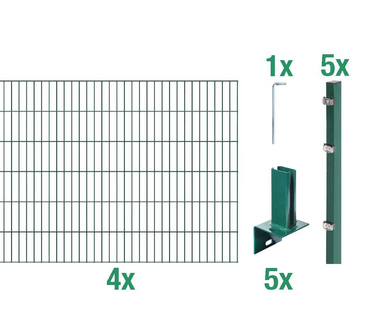 Alberts Komplettset Doppelstabmattenzaun Grün L-Pfostenträger, 2m Matten, Höhe 80-120 cm Länge 4-30m Produktabbildung