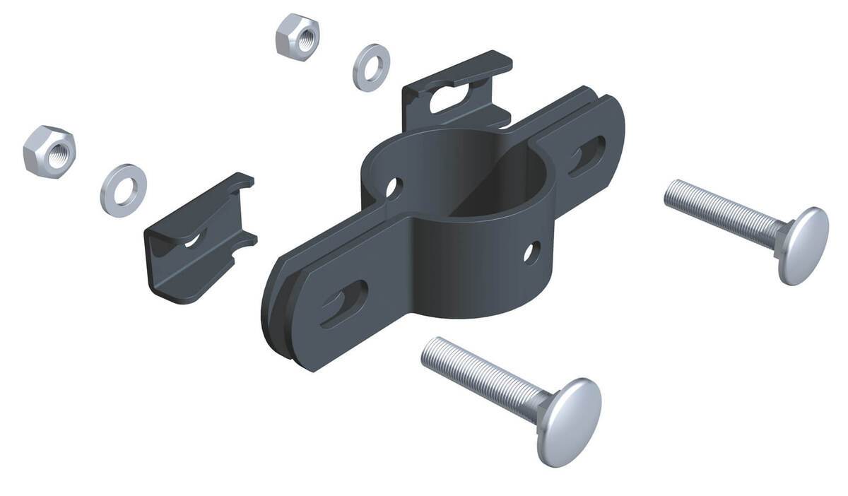 Alberts Doppelschelle in Anthrazit, Schelle für Pfosten 34 mm Durchmesser, verzinkt, Stahl Produktabbildung 1