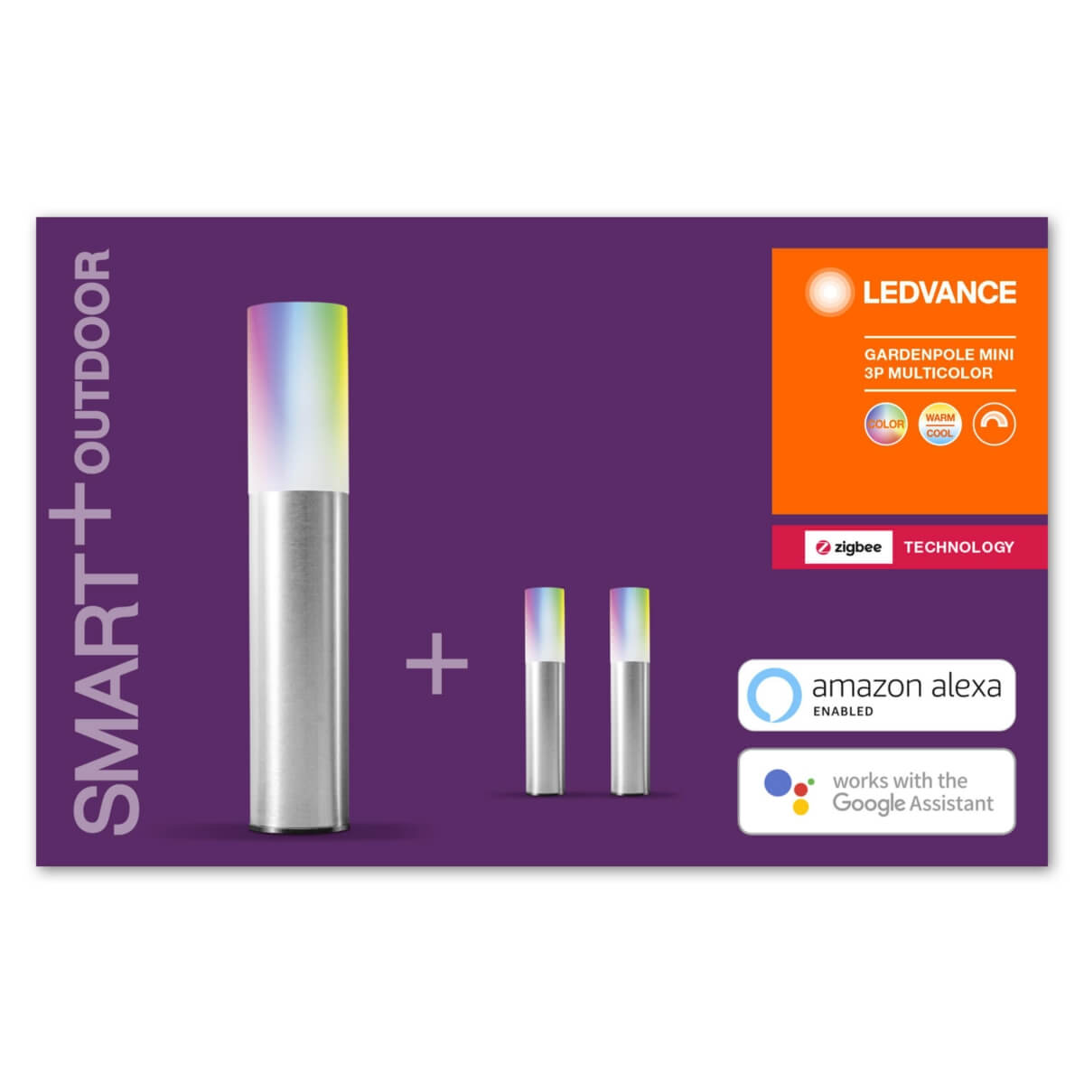 Ledvance SMART+ Outdoor Pollerleuchte Mini, 2,1W, 110 lm, IP65, 2000-6500K, Dimmbar, RGBW, Extension Produktabbildung 3