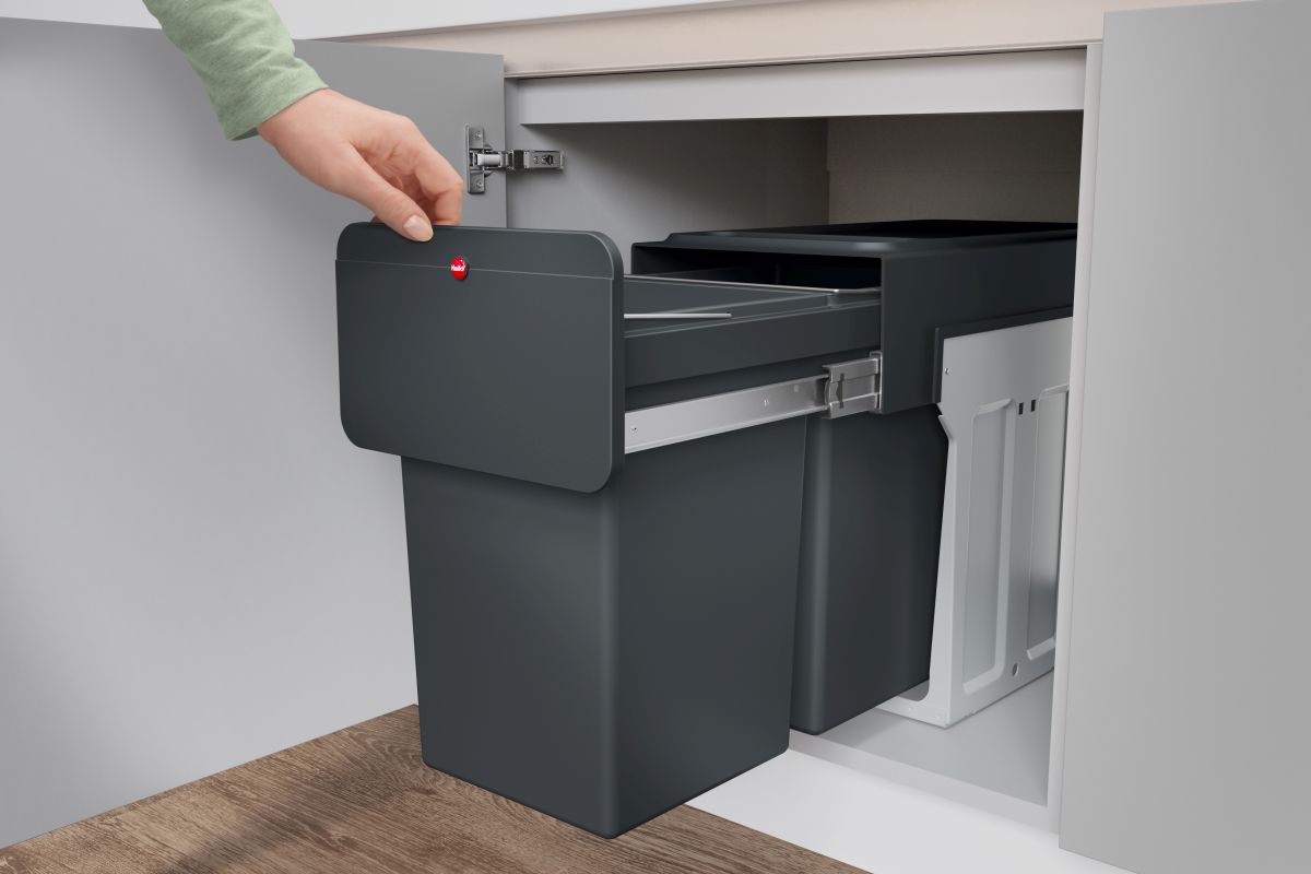 Hailo EcoLine Design L, 2 x 14 l, Einbau-Mülltrennungs-System, Vollauszug Produktabbildung 5