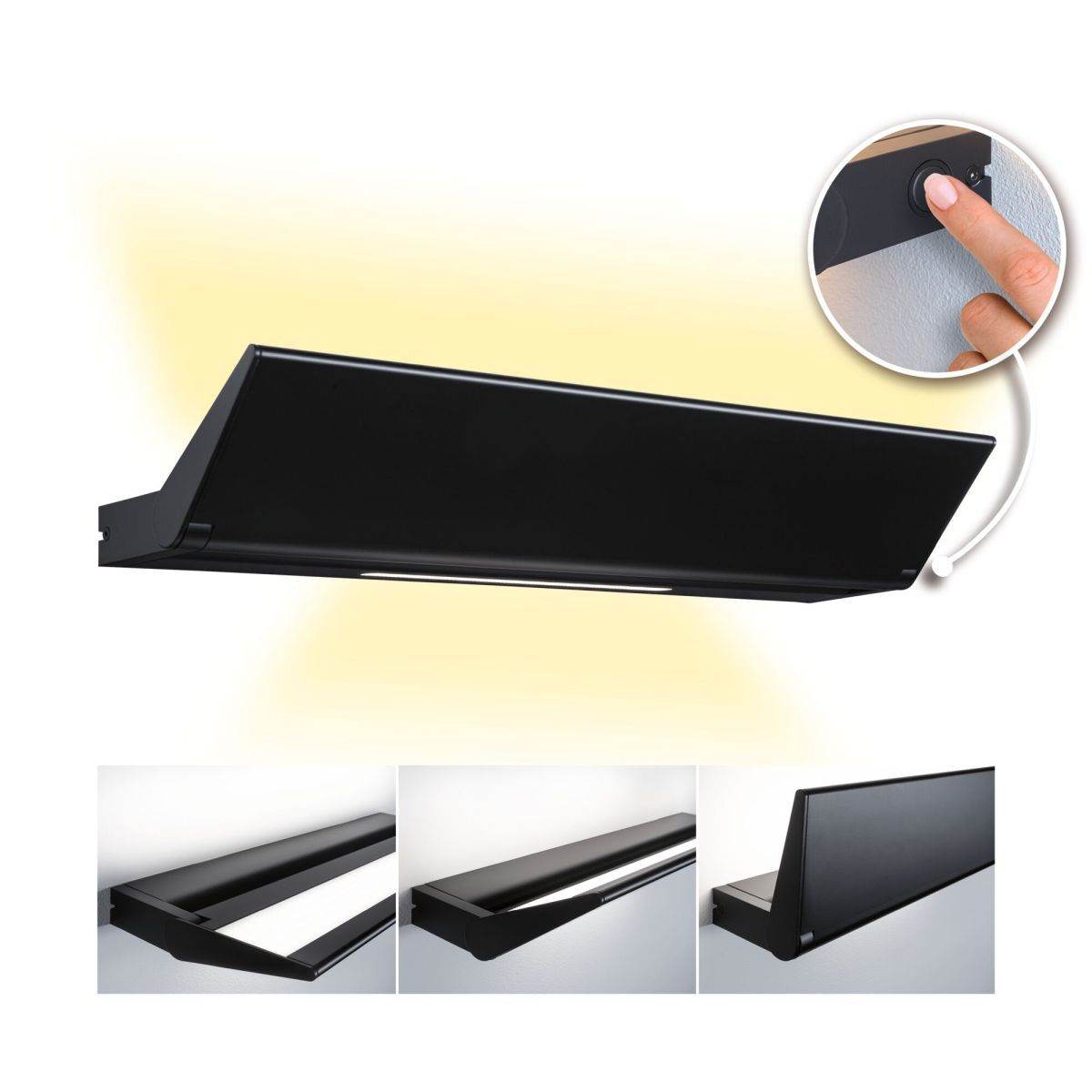 Paulmann LED Wandleuchte Ranva, 13 W, 800 lm, 2700 K Warmweiß, dimmbar, schwenkbar, Schwarz matt Produktabbildung