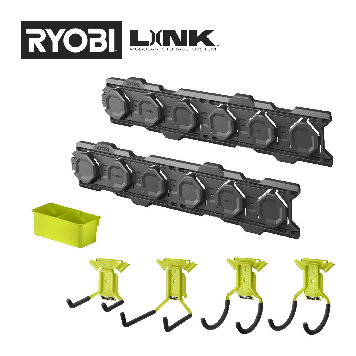 RYOBI LINK Starter-Set 7 tlg, zur Aufhängung von Werkzeugen, pulverbeschichtetes Metall Produktabbildung