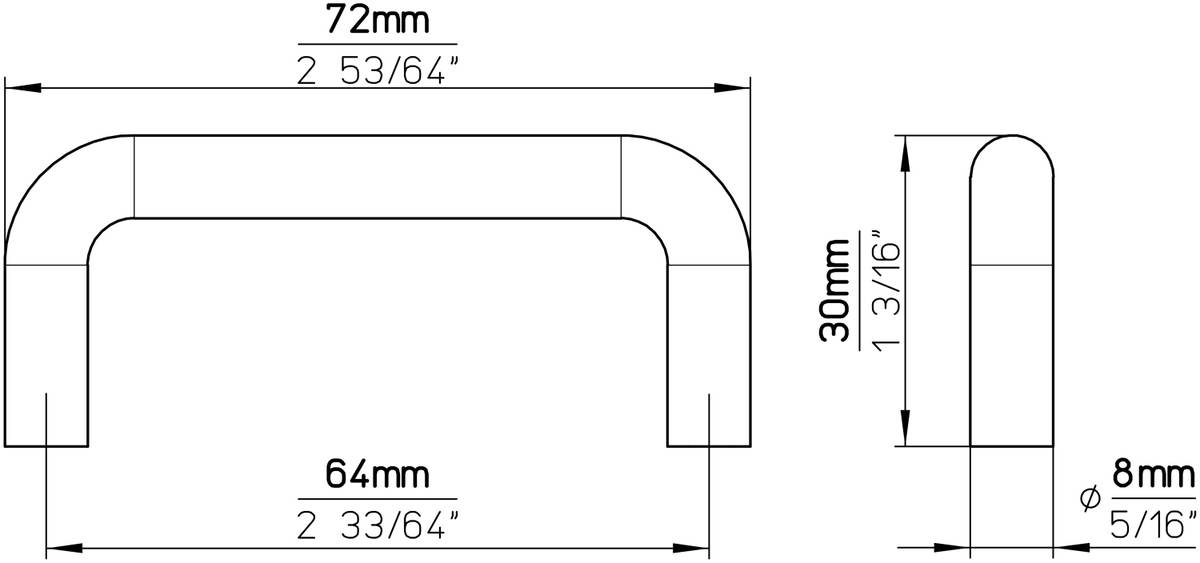 siwitec Möbelgriff 1405 aus Edelstahl, verschiedene Lochabstände, elegante Form Produktabbildung 3