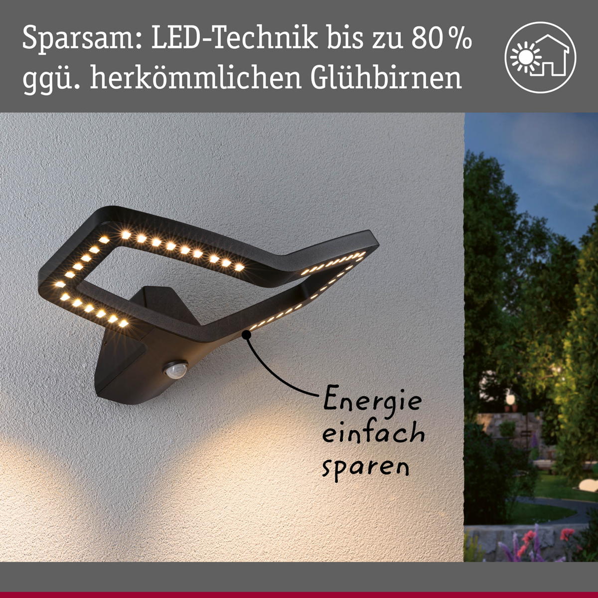 Paulmann LED Wandleuchte Alara in Anthrazit 10W 450lm IP44 mit Bewegungsmelder und Dämmerungssensor Produktabbildung 8