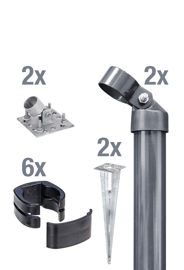 Alberts Zauneck-Set Fix-Clip Pro mit Einschlagbodenhülse, Anthrazit-metallic, für Zaunhöhen 1,00 m Produktabbildung
