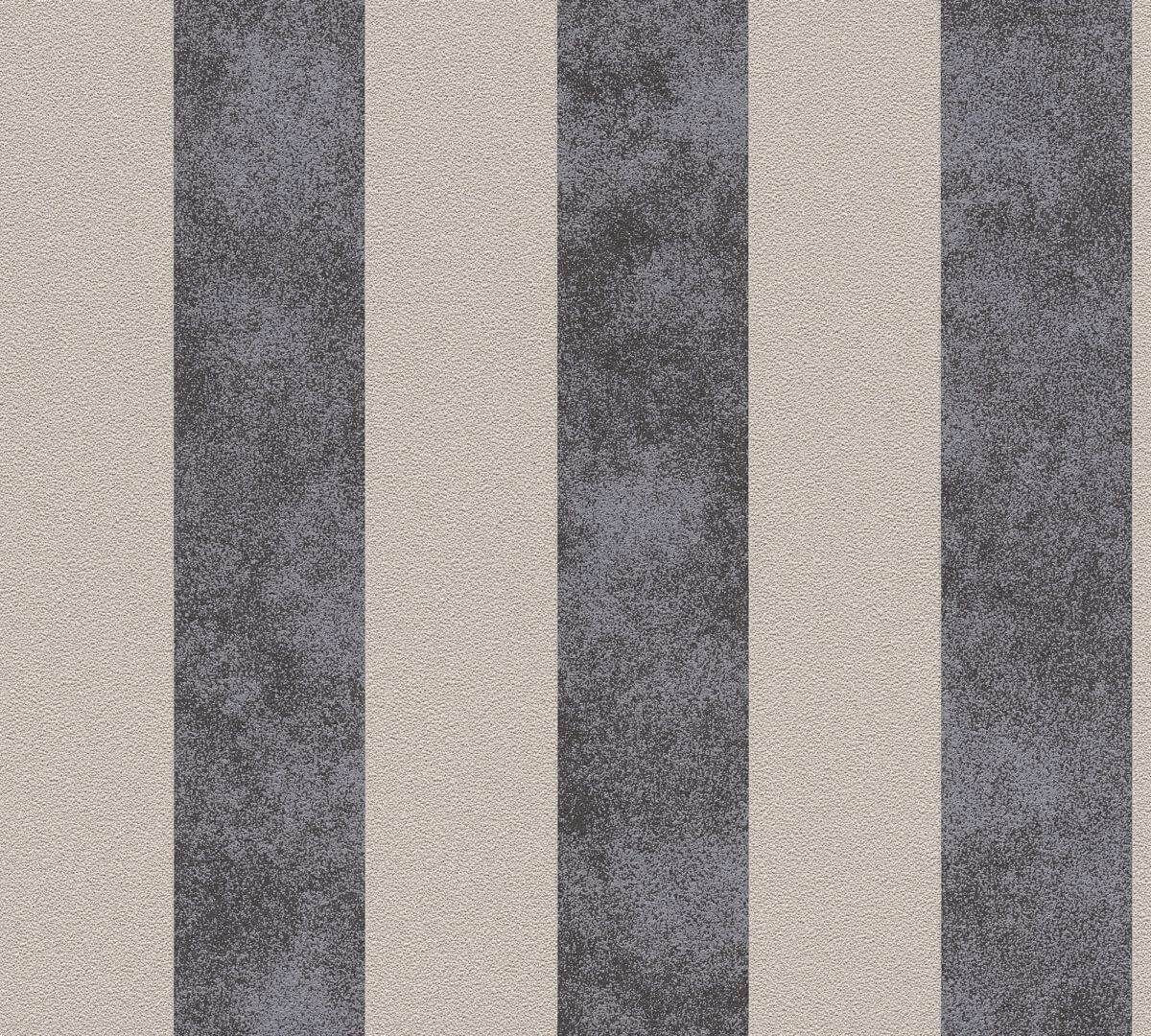 AS Creation Tapete | Streifentapeten Beige Metallic Schwarz | Trendwall Produktabbildung 1